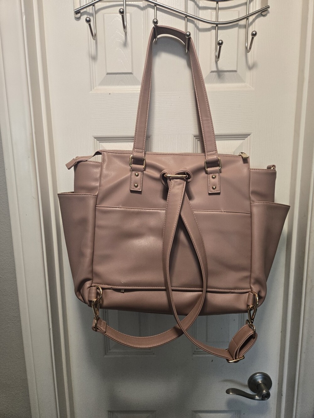 White Elm Gemini Convertible Backpack Tote in a dusty rose - Picture 2 of 12